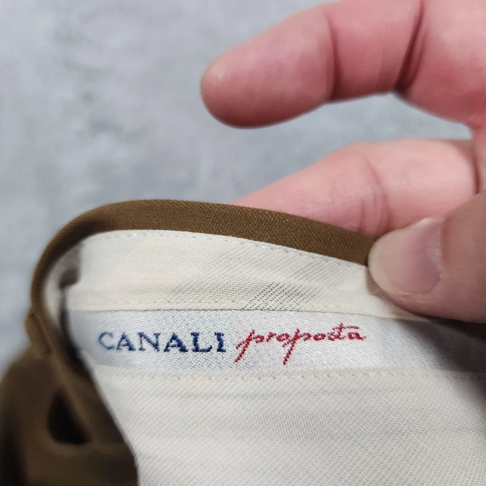 Canali Proposta Pants Mens 36x29 (Fits 34x30) Brown Wool Pleated Cuffed Italy